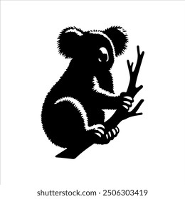 Koala Bär Symbol Silhouette Vektorgrafik-Design auf weißem Hintergrund.