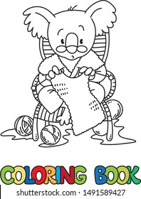 Koala bear knitter ABC coloring book. Alphabet K