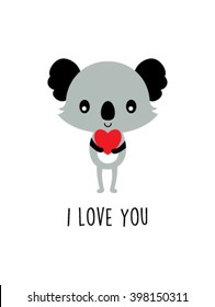 koala bear i love you valentine vector