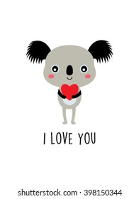 koala bear i love you valentine vector