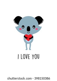 koala bear i love you valentine vector