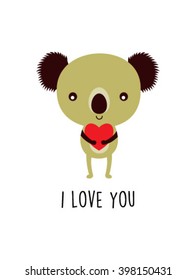 koala bear i love you valentine vector