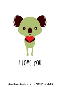 koala bear i love you valentine vector