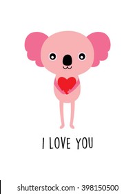 koala bear i love you valentine vector