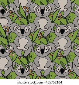 Koala Bear Pattern. Seamless Pattern