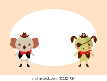 koala bear and puppy friend tag vector