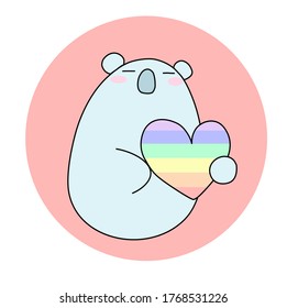 Koala bear with rainbow heart