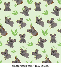 Koala bear seamless pattern. Good for nursery stuff - textile, wallpapers. 