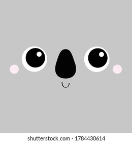 Koala bear square face head icon. Cartoon funny baby character. Cute kawaii animal portrait. Kids print for poster, t-shirt cloth. Love card. Scandinavian style. Flat design. Gray background. Vector