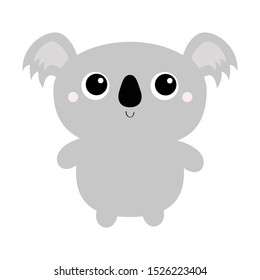 Koala bear toy icon. Cute cartoon character. Kawaii animal face head. Funny baby with eyes, nose, ears. Kids print. Love Greeting card. Flat design. White background. Isolated. Vector illustration