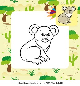 Koala bear vector illustration. Coloring book. Vector illustration.