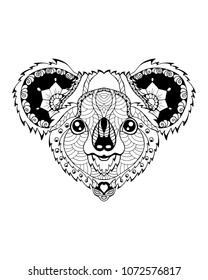 Koala bear zentangle stylized. Freehand vector illustration. Illustration for Cut file for vinyl decal and coloring books.