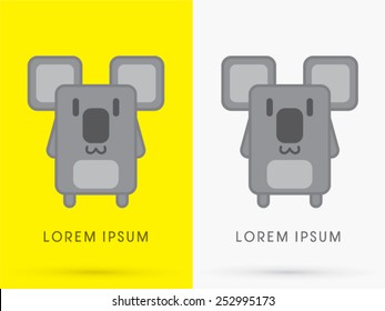 Koala bear,cute cartoon, mascot, toy, doll, in simple geometric shape, logo, symbol, icon, graphic, vector.
