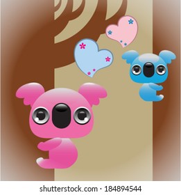 Koala bears in love. Vector illustration