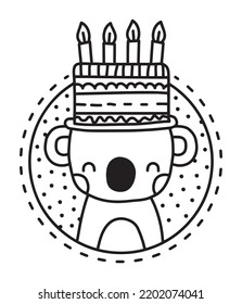Koala with birthday hat vector illustration