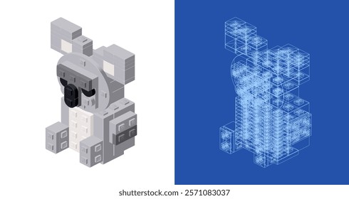 Koala blueprint project idea and implementation. Vector