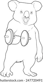 Koala Bodybuilding Dumbbell Animal Vector Graphic Art Illustration