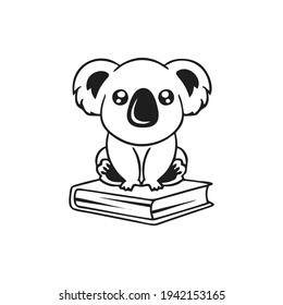 koala and book vector illustration and designs black