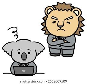 Koala businessman suffering from power harassment by his boss.