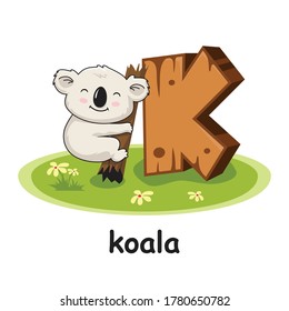 Koala for Koala Cartoon 3D Alphabet Wood Animals