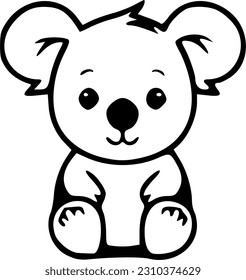 Koala cartoon black outlines vector illustration