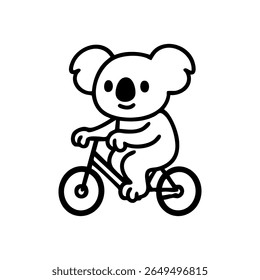 Um personagem de desenho animado coala andando de bicicleta