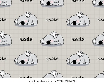 Koala cartoon character seamless pattern on gray background