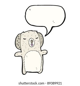 koala cartoon character with speech bubble