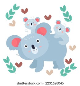 Koala Cartoon Characters suitable for children's clothing designs