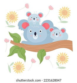 Caracteres de dibujos animados de Koala adecuados para diseños de ropa para niños