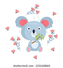 Caracteres de dibujos animados de Koala adecuados para diseños de ropa para niños