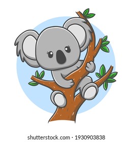 Koala Cartoon Illustration. Baby Koala Mascot Vector Illustration