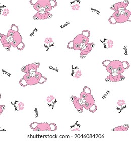 koala cartoon pattern background vector illustration