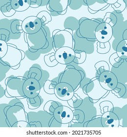 Koala cartoon pattern seamless. Australian marsupial bears background. vector texture