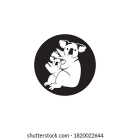 Koala cartoon silhouette logo vector illustration