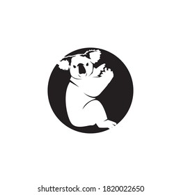 Koala cartoon silhouette logo vector illustration