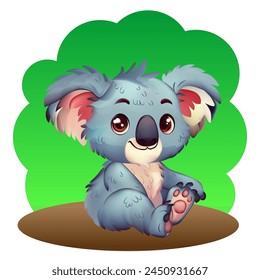 Koala in cartoon style. Cheerful Koala. A beautiful picture of Koala for children. Vector illustration.