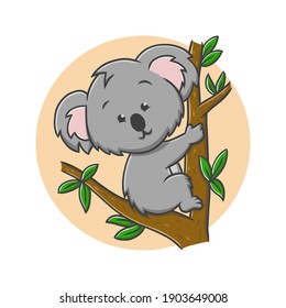 Koala Cartoon Vector Illustration. Cute Koala Mascot Logo. Zoo Animal Symbol Icon Character Drawing Element
