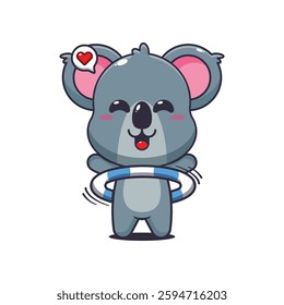 Koala cartoon vector illustration playing hula hoop
Design element for poster, brochure, web, mascot, sticker, logo and icon.