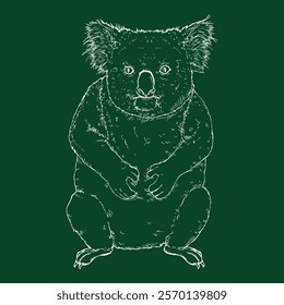 Koala Chalk Sketch vector illustration. Front view koala image