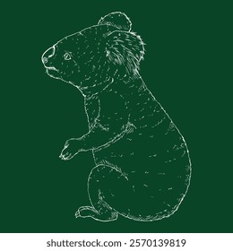 Koala Chalk Sketch vector illustration. Side view koala image