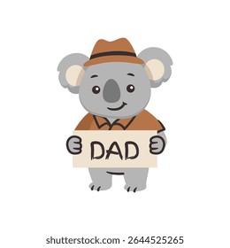 Koala Character Design Holding Pai Sinal Vetor Ilustração