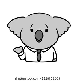 A koala character in a suit who guides.