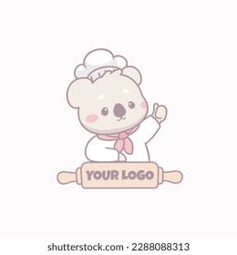 Koala chef cartoon mascot logo for restaurant and bakery logo