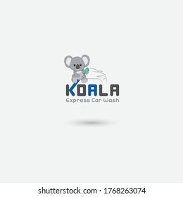 Koala Cleaning Vector Abstract Logo Design Template