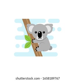 koala is climbing an eucalyptus tree vector illustration