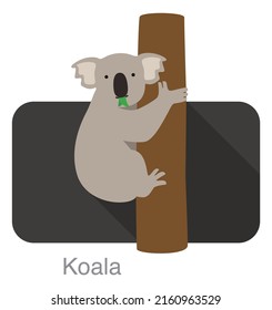 koala climbing the tree and eating eucalyptus leaves , vector illustration