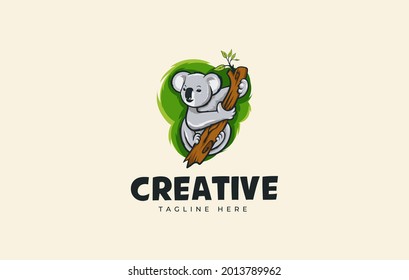 Koala climbing tree vector illustration