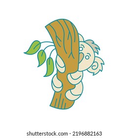 Koala climbing a trunk logo design simple modern, best vector template.