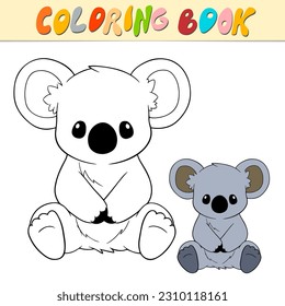 Koala Farbbuch oder Seite für Kinder. Cute Koala, schwarz-weißer Vektorgrafik